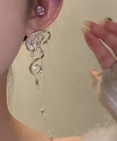 Normale Seidenohrringe mit Kupfer-Overgilation und Schleife und Quaste